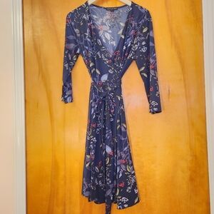 Banana Republic Women's Floral Wrap Dress in Navy, Size S